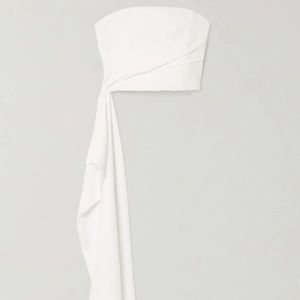 Draped pleated crepe bustier top